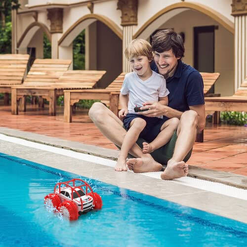 MaxTronic Remote Control Car, RC Cars Amphibious Land & Water Beach Pool Toy Off-Road RC Boat, 360°Flip Rotation Stunt Car with Sidelights for Toddlers 3 4 5 6 7 8 9 10 11 12 Years Kids Boys Girls - 17