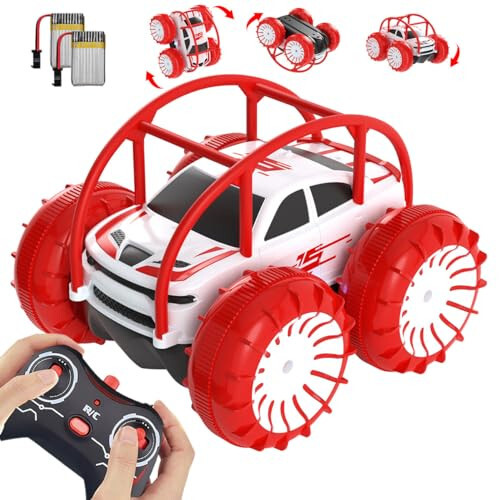 MaxTronic Uzaktan Kumandalı Araba, RC Arabalar Amfibi Karada ve Suda Plaj Havuz Oyuncak Off-Road RC Tekne, Bebekler 3 4 5 6 7 8 9 10 11 12 Yaş Çocuk Erkek Kızlar İçin Yan Işıklarla 360° Çevirme Dönüş Dublör Araba - 14