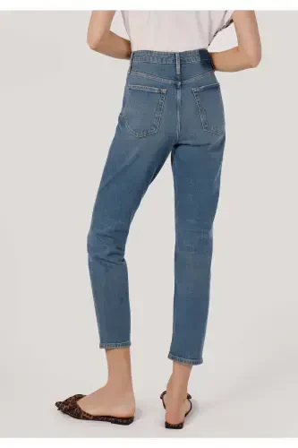 Maya Slim Fit Oddiy Bel Tor, Tor Ingich, Ko'k Rangli Ayollar Shimini - COLIN’S (1)