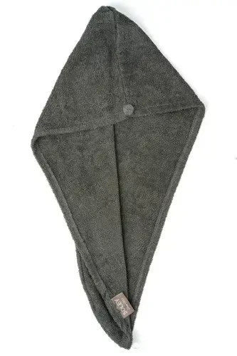 | Mayda | Ekstra Yumshoq %100 Paxta Soch Bonisi & Ayollar Xalat To‘plami-Antratsit - SOLEY (1)