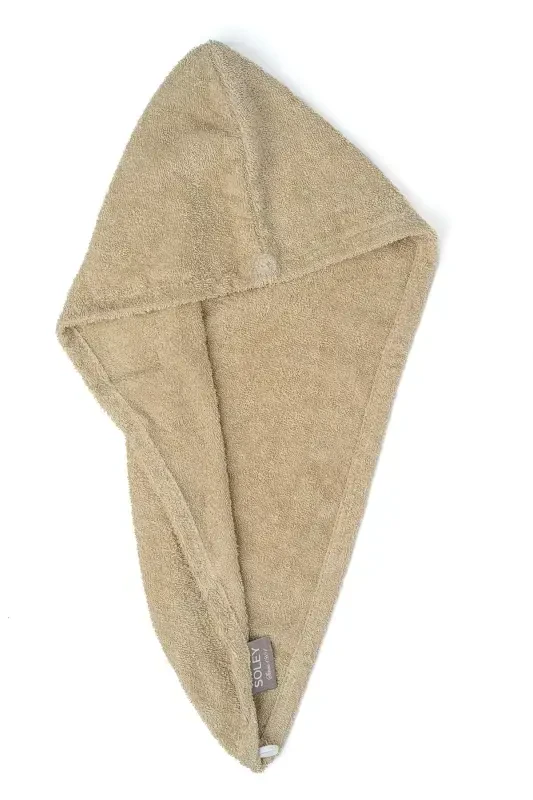 | Mayda | Extra Soft 100% Cotton Hair Bonnet & Women's Bathrobe Set-Beige - 2