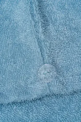 | Mayda | Extra Soft 100% Cotton Hair Bonnet & Women's Bathrobe Set-Blue - 3