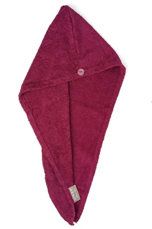 Mayda | Extra Soft 100% Cotton Hair Bonnet & Women's Bathrobe Set - Burgundy - 3
