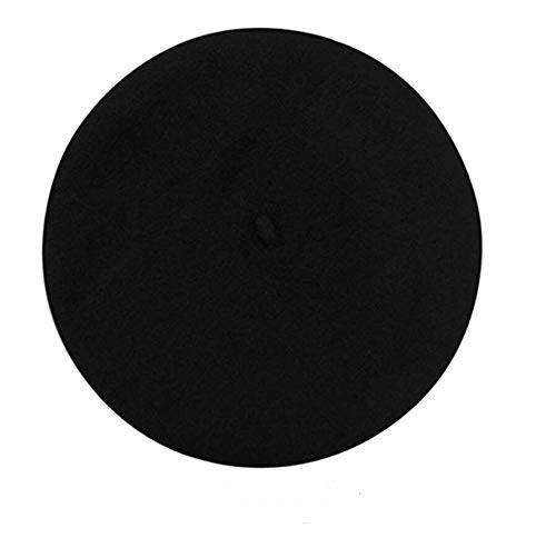 MAYMII Wool Black French Beret Hat - Solid Color Cap for Women Girls - 3
