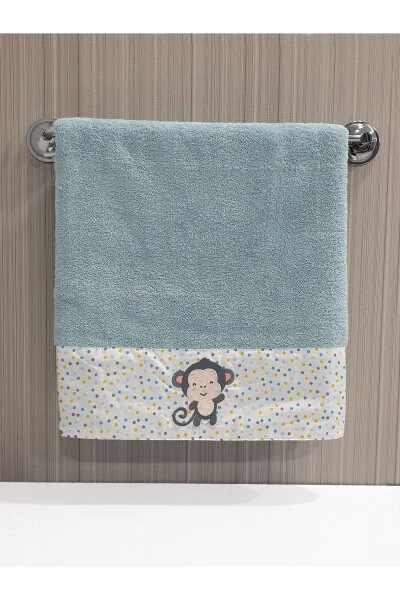 Maymun Desen Nakışlı Tek Parça Çocuk Bebek Havlu Seti 50x90 Cm %100 Pamuk - TANEM HOME