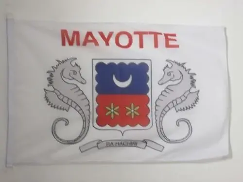 Mayotte NAUTICAL Flag 18'' x 12'' - French region of Mayotte flags 30 x 45 cm. - Banner 12x18 in for boat - AZ FLAG 