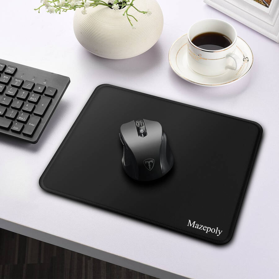 Mazepoly Professional Business Gaming Soft Non-slip Seaming Durable Washable Black Mouse Pads (Pack of 2) - 9