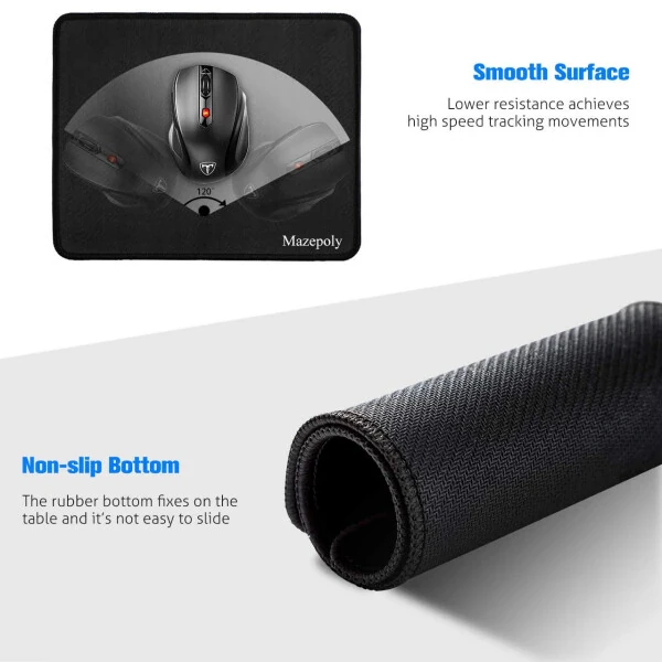 Mazepoly Professional Business Gaming Soft Non-slip Seaming Durable Washable Black Mouse Pads (Pack of 2) - Modazone (1)