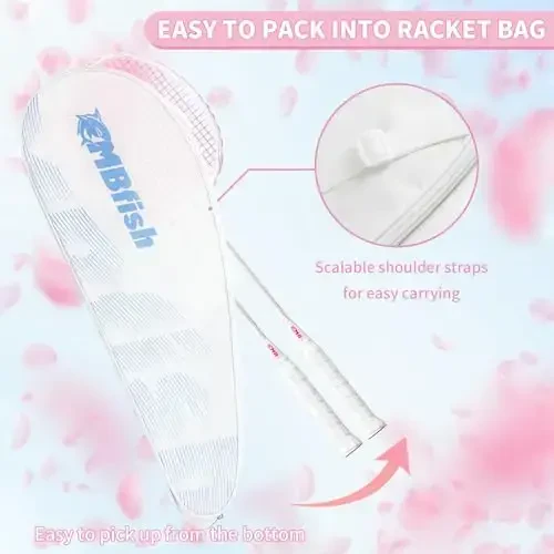 MBFISH Badminton Racket Set with 2 Carbon Fiber Rackets, 3 Shuttlecocks, 2 Replacement Racket Grip Tapes and 1 Badminton Bag - Perfect for Beginners & Outdoor Games - 3