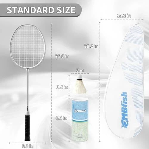 MBFISH Badminton Racket Set with 2 Carbon Fiber Rackets, 3 Shuttlecocks, 2 Replacement Racket Grip Tapes and 1 Badminton Bag - Perfect for Beginners & Outdoor Games - MODAZONE