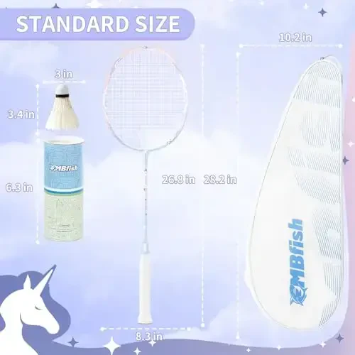 MBFISH Badminton Racket Set with 2 Carbon Fiber Rackets, 3 Shuttlecocks, 2 Replacement Racket Grip Tapes and 1 Badminton Bag - Perfect for Beginners & Outdoor Games 