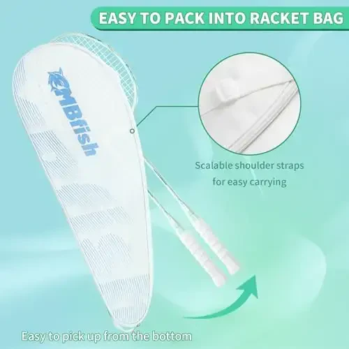 MBFISH Badminton Racket Set with 2 Carbon Fiber Rackets, 3 Shuttlecocks, 2 Replacement Racket Grip Tapes and 1 Badminton Bag - Perfect for Beginners & Outdoor Games - 3