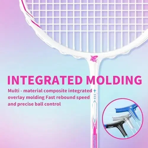 MBFISH Badminton Racket Set with 2 Carbon Fiber Racquets 5U, 3 Shuttlecocks, 2 Racket Grip Tapes and 2 Badminton Bag - Perfect for Outdoor Games and Gym 5U - 2