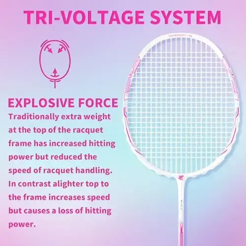 MBFISH Badminton Racket Set with 2 Carbon Fiber Racquets 5U, 3 Shuttlecocks, 2 Racket Grip Tapes and 2 Badminton Bag - Perfect for Outdoor Games and Gym 5U - 3