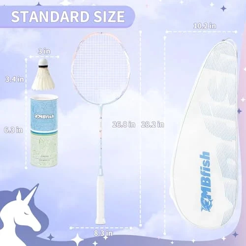 MBFISH Badminton Racket Set with 2 Carbon Fiber Rackets, 3 Shuttlecocks, 2 Replacement Racket Grip Tapes and 1 Badminton Bag - Perfect for Beginners & Outdoor Games 4U - MBFISH