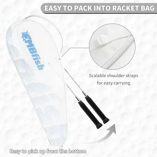 MBFISH Badminton Racket Set with 2 Carbon Fiber Rackets, 3 Shuttlecocks, 2 Replacement Racket Grip Tapes and 1 Badminton Bag - Perfect for Beginners & Outdoor Games 4U - 4