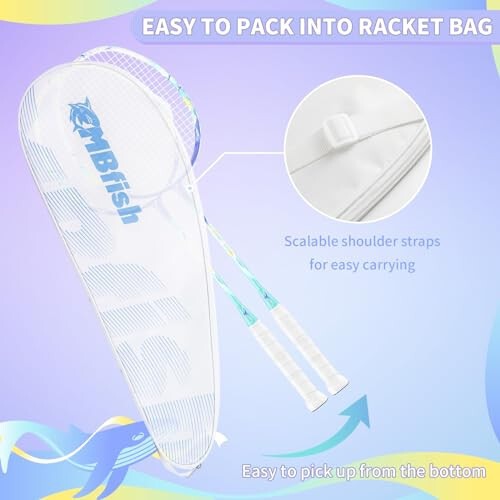 MBFISH Badminton Raketi Seti, 2 Karbon Fiber Raketi, 3 Volan, 2 Yedek Raketi Sapı Bandı ve 1 Badminton Çantası ile - Başlangıç Seviyesi ve Açık Oyunlar İçin Mükemmel - 5