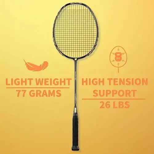 MBFISH Badminton to'plami 2 ta uglerod tolali raketka 5U, 3 ta voleybol to'pi, 2 ta raketka tutqich tasmasi va 2 ta badminton sumkasi - ochiq o'yinlar va sport zalida 5U uchun ideal - 6