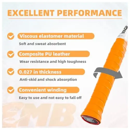 MBFISH Tennis Racket Grip Tape 3 Pack, Racket Grips Soft Racquet Overgrips for Tennis, Pickleball and Badminton - Anti-Slip and Absorbent Tennis Grip Tape Set - 3