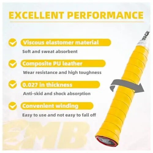 MBFISH Tennis Racket Grip Tape 3 Pack, Racket Grips Soft Racquet Overgrips for Tennis, Pickleball and Badminton - Anti-Slip and Absorbent Tennis Grip Tape Set - 3