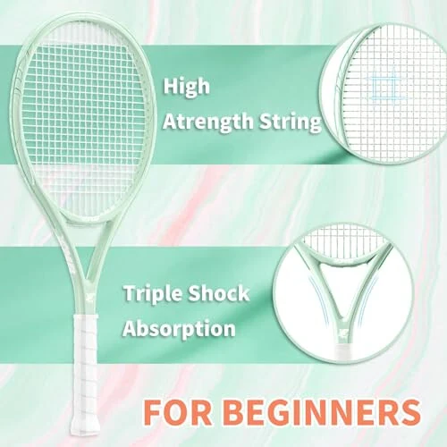 MBFISH Tennis Racket - Super Value Set with Pre-Strung, Comfortable Handle, 27'' Tennis Racquet for Adults, Includes 3 Tennis Balls, 2 Overgrips and 1 Tennis Bag - MBFISH (1)
