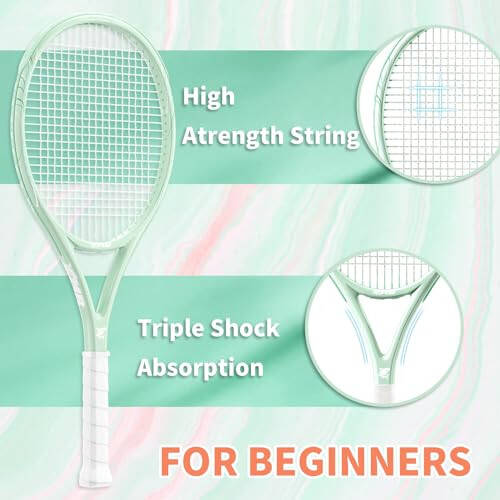 MBFISH Tennis Racket - Super Value Set with Pre-Strung, Comfortable Handle, 27'' Tennis Racquet for Adults, Includes 3 Tennis Balls, 2 Overgrips and 1 Tennis Bag - 2