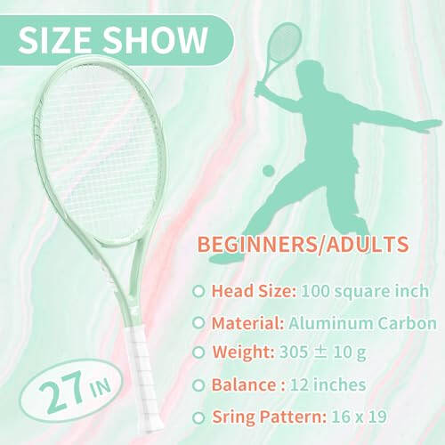 MBFISH Tennis Racket - Super Value Set with Pre-Strung, Comfortable Handle, 27'' Tennis Racquet for Adults, Includes 3 Tennis Balls, 2 Overgrips and 1 Tennis Bag - 3