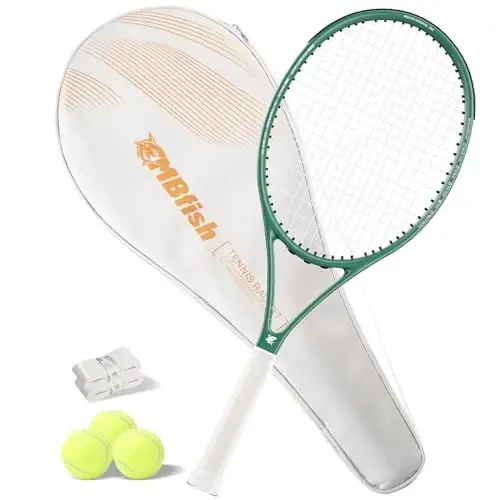 MBFISH Tenis Raketi - Önceden Tellenmiş, Konforlu Saplı, 27'' Yetişkin Tenis Raketi ile Süper Değer Seti, 3 Tenis Topu, 2 Overgrip ve 1 Tenis Çantası içerir - 1