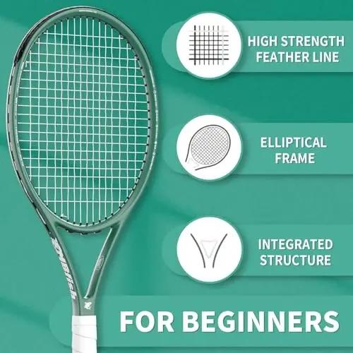 MBFISH Tenis Raketi - Önceden Tellenmiş, Konforlu Saplı, 27'' Yetişkin Tenis Raketi ile Süper Değer Seti, 3 Tenis Topu, 2 Overgrip ve 1 Tenis Çantası içerir - 3