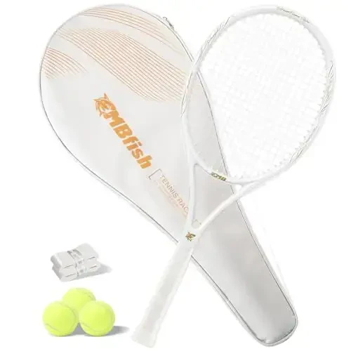 MBFISH Tennis Racket - Super Value Set with Pre-Strung, Comfortable Handle, 27'' Tennis Racquet for Adults, Includes 3 Tennis Balls, 2 Overgrips and 1 Tennis Bag - MBFISH