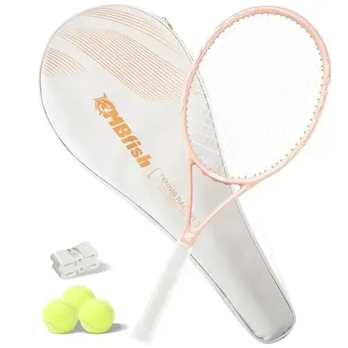 MBFISH Tennis Racket - Super Value Set with Pre-Strung, Comfortable Handle, 27'' Tennis Racquet for Adults, Includes 3 Tennis Balls, 2 Overgrips and 1 Tennis Bag - MBFISH