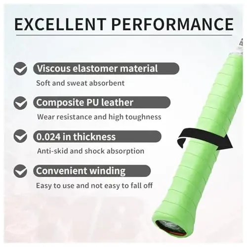 MBFISH Tennis Racket Grip Tape 3 Pack, Racket Grips Soft Racquet Overgrips for Tennis, Pickleball and Badminton - Anti-Slip and Absorbent Tennis Grip Tape Set - 3