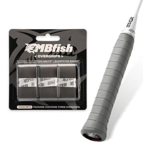 MBFISH Tennis Racket Grip Tape 3 Pack, Soft Racquet Overgrips for Tennis, Pickleball and Badminton with Vibration Dampening- Thickness 0.024in Anti-Slip and Absorbent Tennis Grip Tape Set (Gray 3P) 