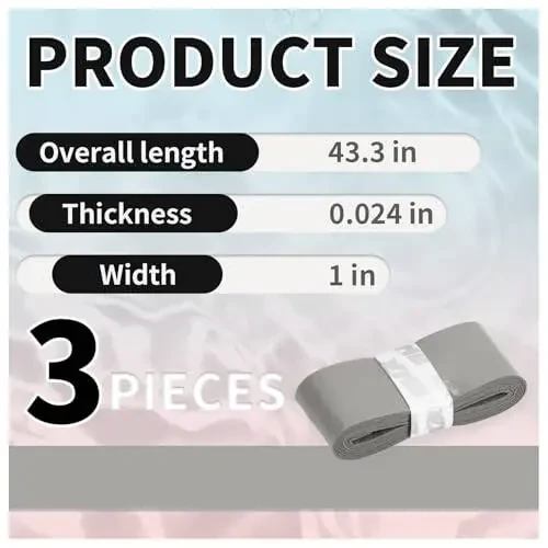 MBFISH Tennis Racket Grip Tape 3 Pack, Soft Racquet Overgrips for Tennis, Pickleball and Badminton with Vibration Dampening- Thickness 0.024in Anti-Slip and Absorbent Tennis Grip Tape Set (Gray 3P) - 5