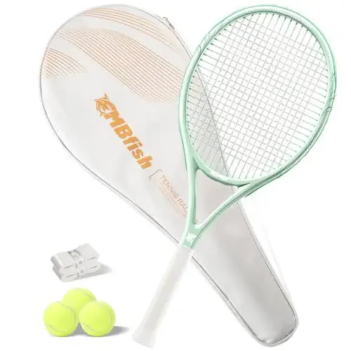 MBFISH Tennis Raketi - Oldindan Tortilgan, Qulay Tutqichli, Kattalar Uchun 27'' Tennis Raketi, 3 ta Tennis To'pi, 2 ta Overgrip va 1 ta Tennis Sumkasi O'z ichiga Olgan Super Qiymatli To'plam - 1