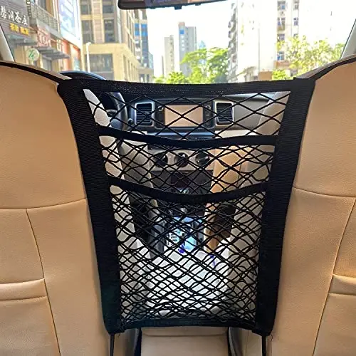 MBVBN 3-Layer Car Mesh Organizer, Seat Back Net Bag, Barrier of Backseat Pet Kids, Cargo Tissue Purse Holder, Driver Storage Netting Pouch, Car Accessories - Modazone