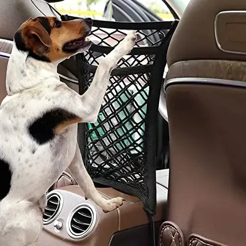 MBVBN 3-Layer Car Mesh Organizer, Seat Back Net Bag, Barrier of Backseat Pet Kids, Cargo Tissue Purse Holder, Driver Storage Netting Pouch, Car Accessories - 6