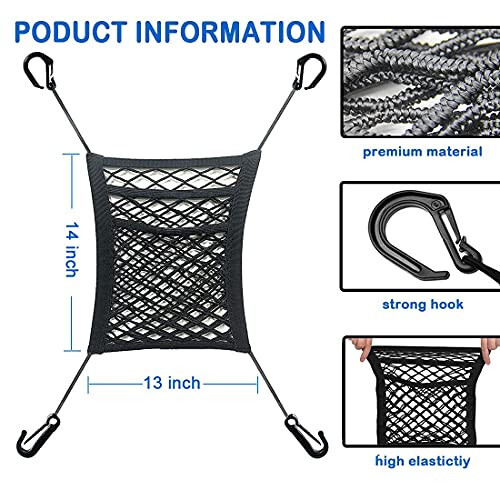 MBVBN 3-Layer Car Mesh Organizer, Seat Back Net Bag, Barrier of Backseat Pet Kids, Cargo Tissue Purse Holder, Driver Storage Netting Pouch - 3