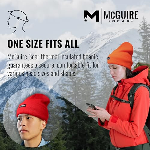 McGuire Gear Sıcak Tutma Katmanlı Bere, 40 Gram İzolasyonlu Su Geçirmez Bere, Hafif Sıcak Kış Şapkası - 4