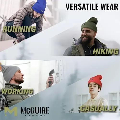McGuire Gear Termal Yalıtımlı Bere, Su Geçirmez Saat Şapka 40 Gram Yalıtımlı, Hafif Sıcak Kışlık Şapka - 6