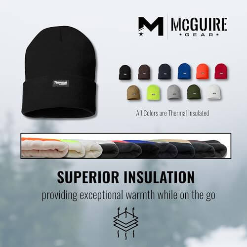 McGuire Gear Thermal Insulated Beanie, Water Resistant Watch Cap with 40 Gram Insulation, Lightweight Warm Winter Hat - 3