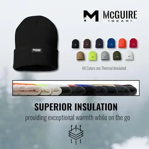 McGuire Gear Thermal Insulated Beanie, Water Resistant Watch Cap with 40 Gram Insulation, Lightweight Warm Winter Hat - 2