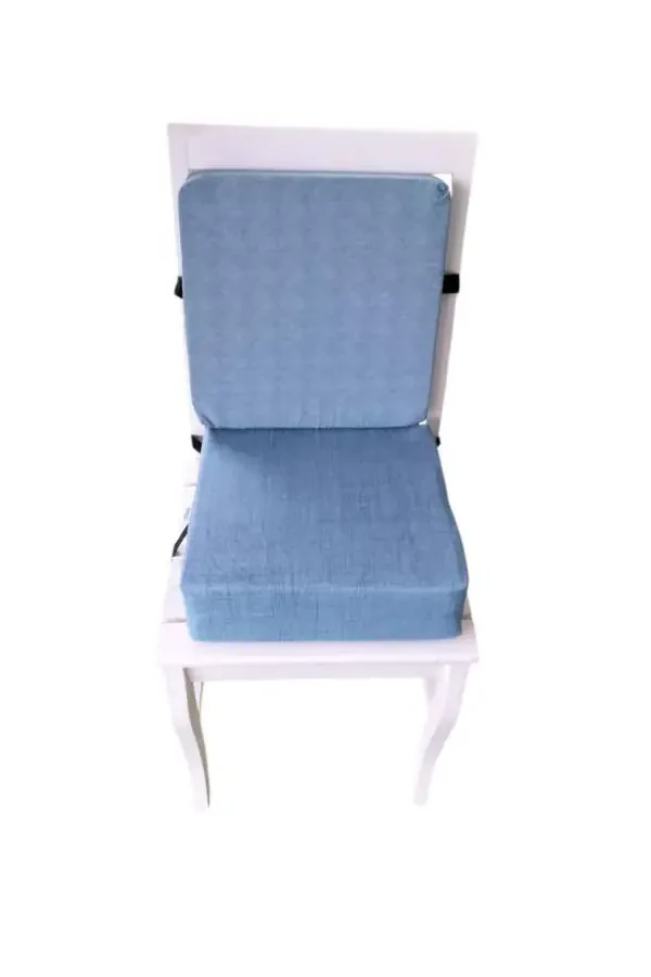 MC.PİEROBABY SIRTLI SANDALYE YÜKSELTİCİ MİNDER ARKALIKLI MAMA SANDALYESİ MİNDERİ 34X34X10CM-Mavi - 4