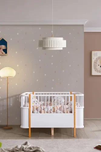 Mdf Beşik, Bella Büyüyen Beşik 90x120 1 Adet Comfort Yatak - ceviz - SETAY (1)