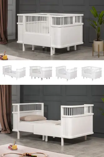 Mdf Beşik, Trend Büyüyen Beşik 90x130 - Trend Büyüyen Karyola 90x190 - Beyaz - 2