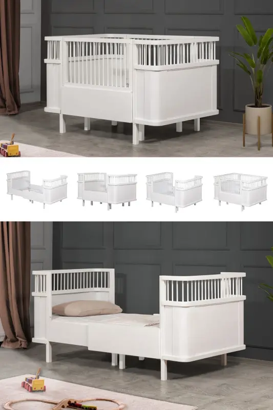 Mdf Beşik, Trend Büyüyen Beşik 90x130 - Trend Büyüyen Karyola 90x190 - Beyaz - 2