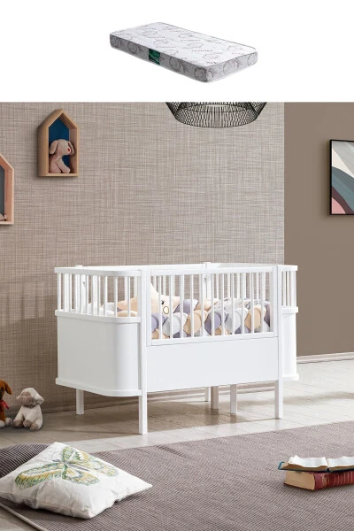 MDF Crib, Bella Grow-With-Me Crib 90x120 1 Piece Comfort Mattress - 1