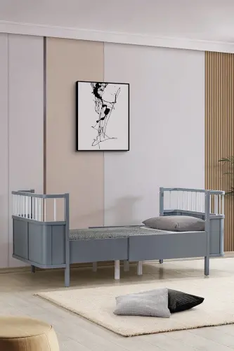 MDF Crib, Siesta Growing Crib 90x130 - Siesta Bed 90x190-Anthracite - SETAY (1)
