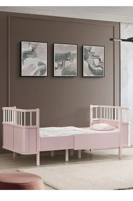 MDF Crib, Siesta Growing Crib 90x130 - Siesta Bed 90x190-Pink - 2