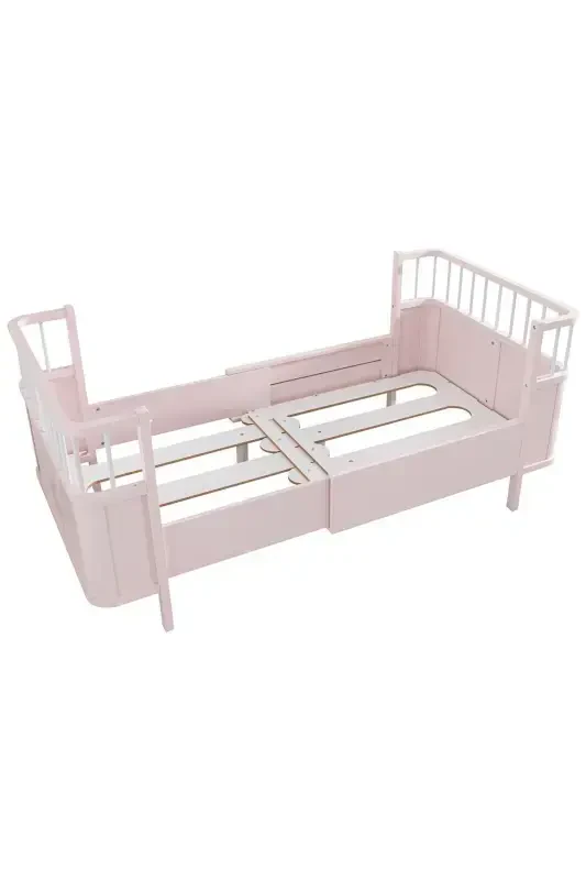 MDF Crib, Siesta Growing Crib 90x130 - Siesta Bed 90x190-Pink - 7